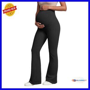 Maternity Flare Leg Pants Nylon Polyester Lounge Yoga Pregnancy